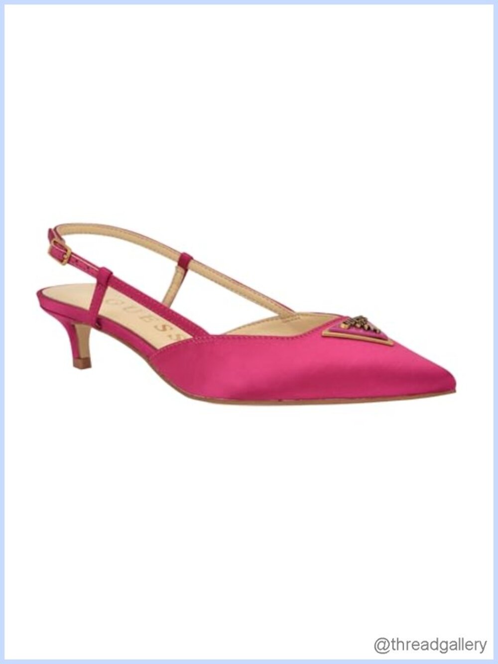 Satin Pointed Toe Slingback Kitten Heel Formal Pumps
